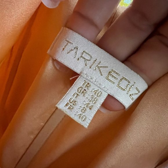 Tarik Ediz Yellow Floral Lace Plunge Neckline Cap Sleeve Mermaid Dress Size 8 - Picture 10 of 16